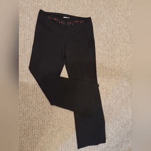 Tall Girl Black Pants with Embroidery Tall Long Junior's sz 15 Inseam 37"